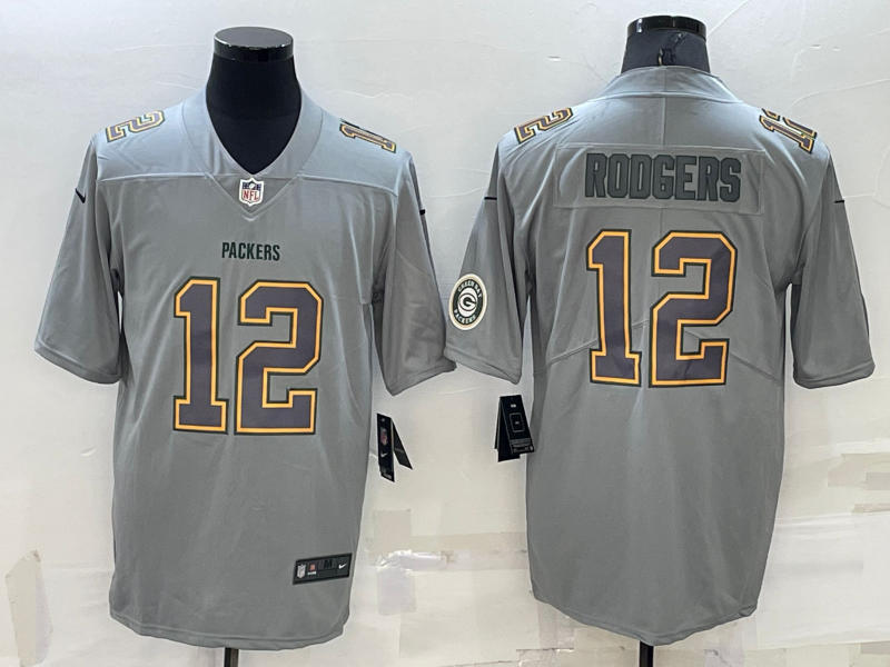 Men's Green Bay Packers Aaron Rodgers #12 Gray Atmosphere Jersey